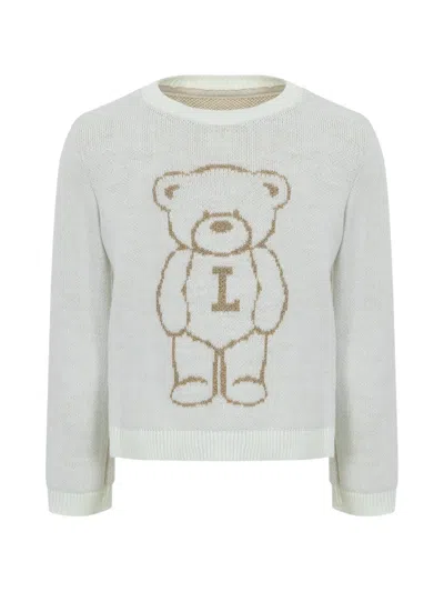 Lapin House Babies' Teddy-bear Intarsia Neutral Sweater In Neutrals