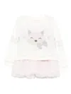 Lapin House Tulle-layered Knit Dress Set In White