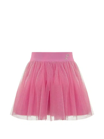 Lapin House Kids' Tulle Logo-plaque Skirt In Pink