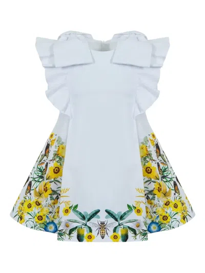 Lapin House Kids' X Mary Katrantzou Bow Floral-print Dress In White