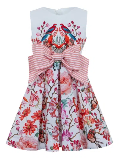 Lapin House Kids' X Mary Katrantzou Floral-print Bow Dress In White