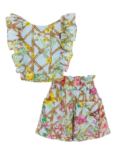 Lapin House Kids' X Mary Katrantzou Ruffled Floral Shorts Set In Multi