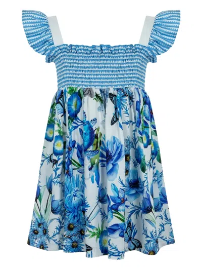 Lapin House Kids' X Mary Katrantzou Striped Floral Dress In Blue