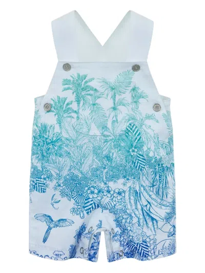 Lapin House Kids' X Mary Katrantzou Tropical-print Dungarees In Blue