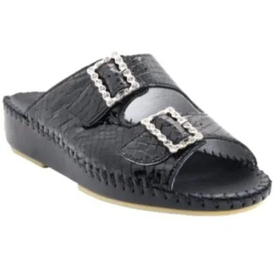 Laplume Women's Jen Slide In Black Croc