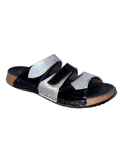 Laplume Women's Roberta Sandals In Black Patent In Multi