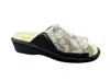 Laplume Women's Stretch Sandals In Black/ White Snake In Multi