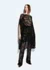 Lapointe Abstract Sequin Cape Dress In Black