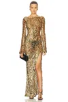 Lapointe Abstract Sequin Slit Gown In Gold
