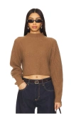 Lapointe Cashmere Silk Cropped Raglan Sweater In Brown