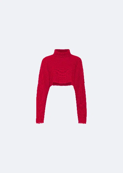 Lapointe Airy Cashmere Cropped Turtleneck In Cerise