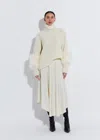 Lapointe Airy Cashmere Silk Turtleneck With Marabou Feathers In Cream