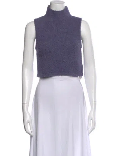 Pre-owned Lapointe Alpaca Mock Neck Crop Top In Black