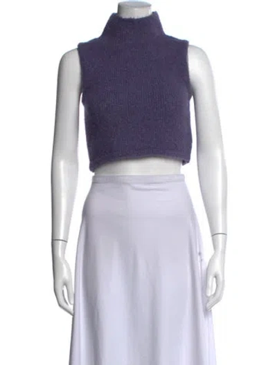 Pre-owned Lapointe Alpaca Mock Neck Crop Top In Black