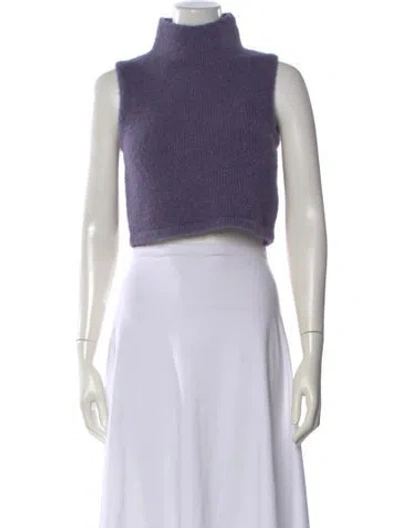 Pre-owned Lapointe Alpaca Mock Neck Sweater In Purple