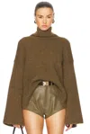 Lapointe Alpaca Silk Oversized Turtleneck Sweater In Dark Olive