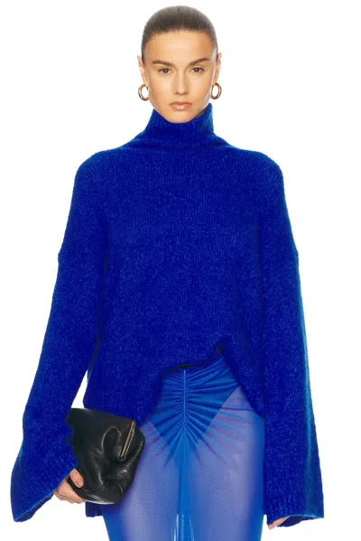 Lapointe Alpaca Silk Oversized Turtleneck Sweater In Electric Blue