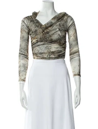 Pre-owned Lapointe Animal Print Cowl Neck Crop Top In Multi