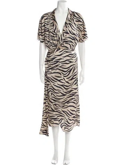 Pre-owned Lapointe Animal Print Long Dress In Neutral