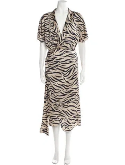 Pre-owned Lapointe Animal Print Long Dress In Neutral