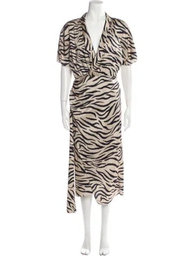 Pre-owned Lapointe Animal Print Long Dress In Neutral