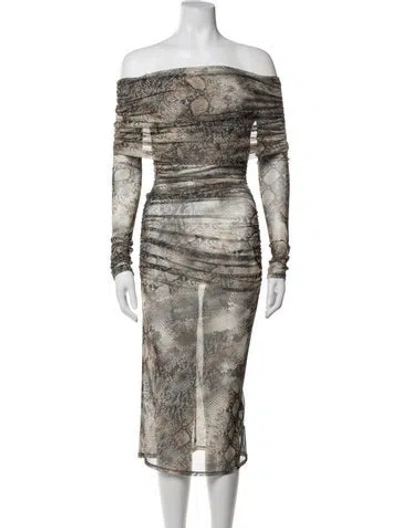 Pre-owned Lapointe Animal Print Midi Length Dress In Multicolor