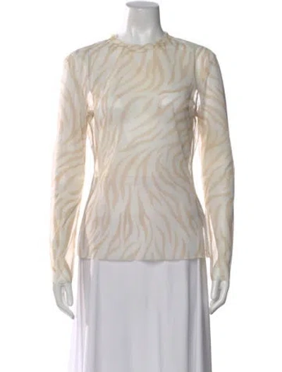 Pre-owned Lapointe Animal Print Mock Neck Top In Neutral