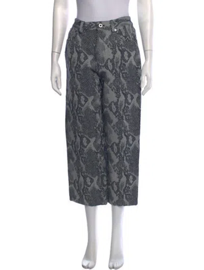 Pre-owned Lapointe Animal Print Straight Leg Pants In Grey