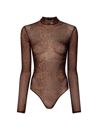 Lapointe Animal-print Bodysuit In Brown