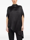 Lapointe Asymmetric Cape Blouse In Black