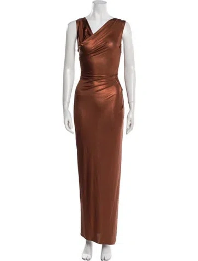 Pre-owned Lapointe Asymmetrical Long Dress In Brown