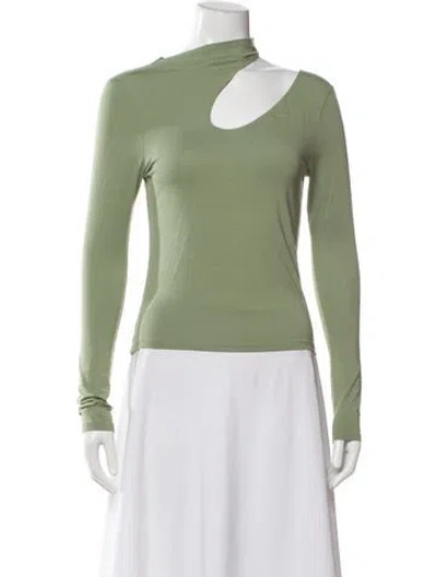 Pre-owned Lapointe Asymmetrical Long Sleeve Top In Green