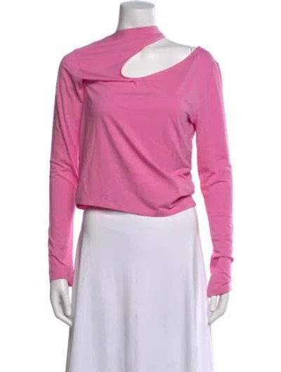 Pre-owned Lapointe Asymmetrical Long Sleeve Top In Pink