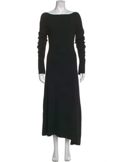 Pre-owned Lapointe Bateau Neckline Long Dress In Black