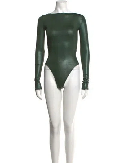 Pre-owned Lapointe Bateau Neckline Long Sleeve Bodysuit W/ Tags In Green