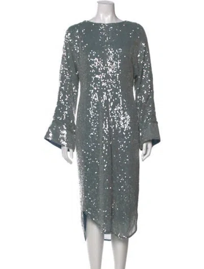 Pre-owned Lapointe Bateau Neckline Midi Length Dress In Blue