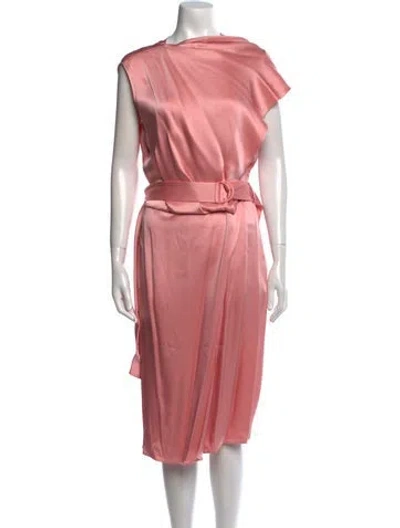 Pre-owned Lapointe Bateau Neckline Midi Length Dress In Pink