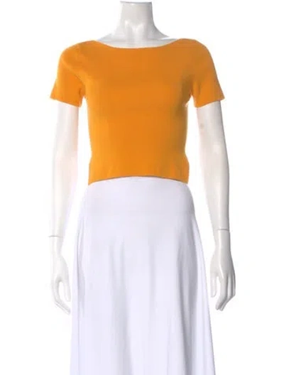 Pre-owned Lapointe Bateau Neckline Short Sleeve Crop Top In Orange