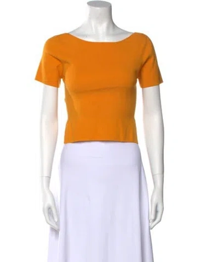 Pre-owned Lapointe Bateau Neckline Short Sleeve Crop Top W/ Tags In Yellow