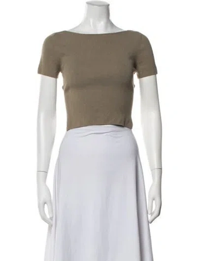 Pre-owned Lapointe Bateau Neckline Short Sleeve Top In Green