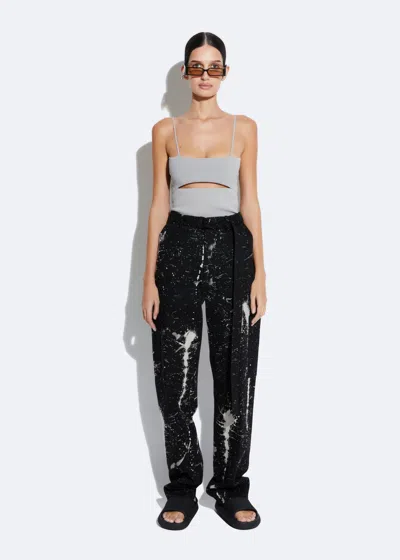 Lapointe Bleached Denim Tapered Pant In Bleached Black