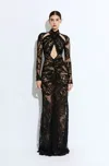 Lapointe Burnout Jersey Halter Ruched Gown