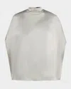 Lapointe Cape Satin Blouse In Jade