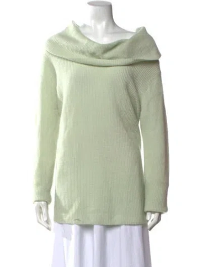 Pre-owned Lapointe Cashmere Cowl Neck Sweater In Green