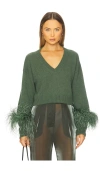 Lapointe Cashmere Cropped V Neck Sweater In Green