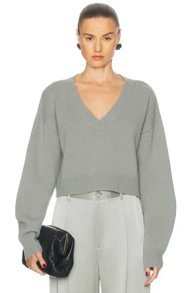 Lapointe Cashmere Cropped V Neck Sweater In Jade