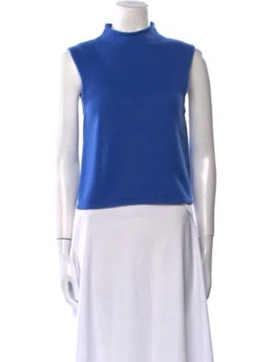 Pre-owned Lapointe Cashmere Mock Neck Sweater In Blue