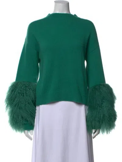 Pre-owned Lapointe Cashmere Mock Neck Sweater In Green