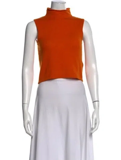 Pre-owned Lapointe Cashmere Mock Neck Sweater In Orange