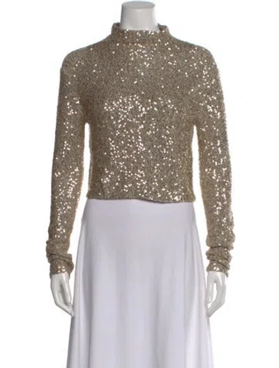 Pre-owned Lapointe Cashmere Mock Neck Top In Neutral